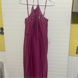 Ann Taylor Petites Fuchsia Pink Beaded Knee-Length Silk Cocktail Dress Size 8P